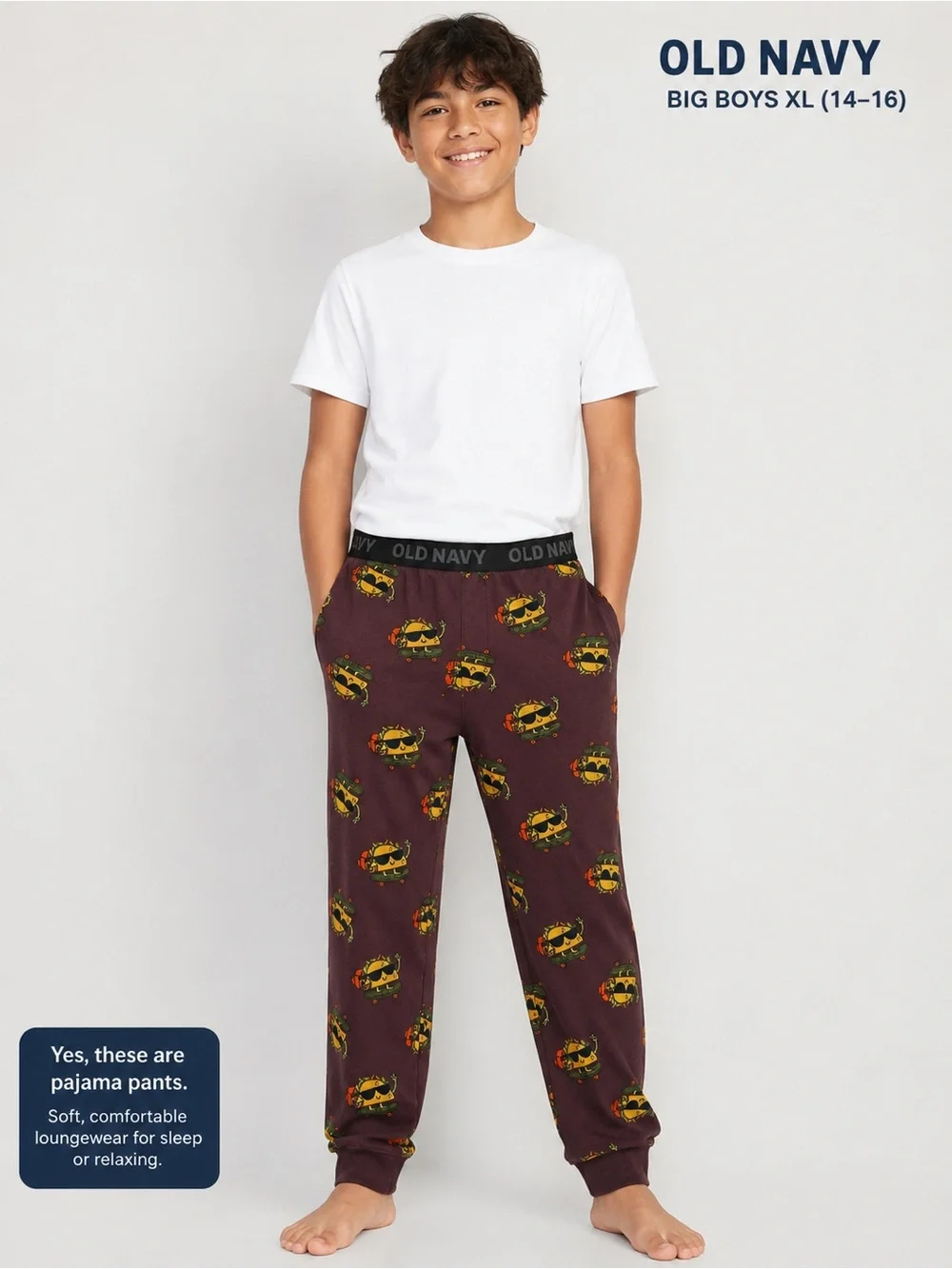 Old Navy Boys Taco Print Pajama Jogger Pants Size XL (14-16) Soft Sleepwear